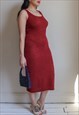 VINTAGE 90S RED KNIT DRESS WITH CUT OUTS