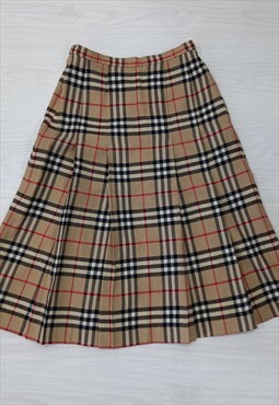 Vintage Skirt Brown Nova Plaid Check Cotton