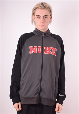 NIKE MENS VINTAGE TRACKSUIT TOP JACKET XL GREY 90S