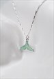 WHALE TAIL AQUA SILVER CHARM PENDANT