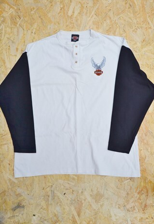 VINTAGE 90S HARLEY DAVIDSON EMBROIDERED LOGO SWEATSHIRT