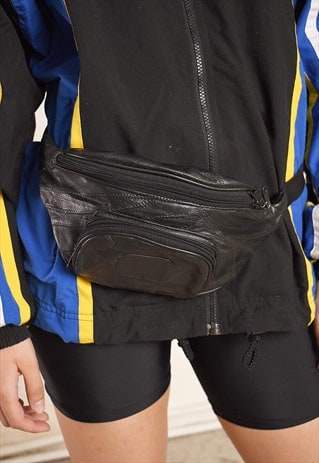 VINTAGE 90'S RETRO PATCHWORK LEATHER BUM BAG