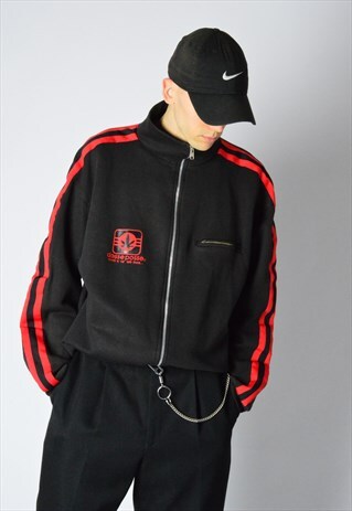 VINTAGE 90S BLACK RED TRACK JACKET