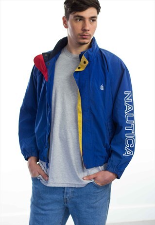 VINTAGE NAUTICA LOGO WINDBREAKER JACKET 90S XL 14.5