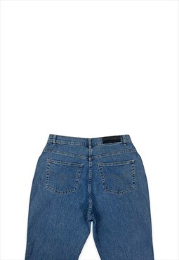 Womens Vintage 90s y2k blue jeans slim leg high waisted