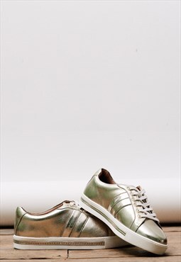 Palermo Gold Leather Wide Fit Trainer