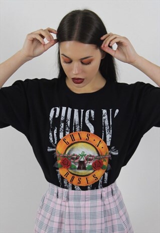 VINTAGE BLACK GUNS&ROSES BAND T-SHIRT