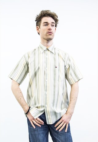 TOMMY HILFIGER VINTAGE 1990S YELLOW STRIPED SHIRT