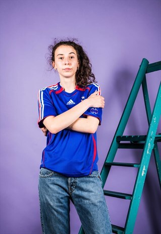 VINTAGE 1990S BLUE ADIDAS FOOTBALL SHIRT