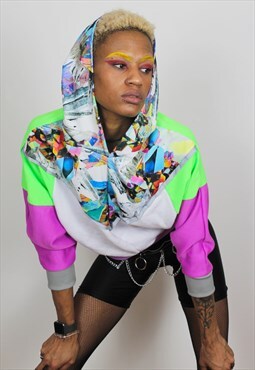 PRISM - Crystal icicle and Neon Colour block hoodie 