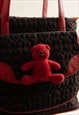 VINTAGE MOSCHINO JEANS QUILTED TEDDY BEAR BLACK SHOULDER BAG