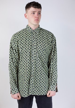 VINTAGE 90'S THICK CORD FLOWER PATTERN SHIRT
