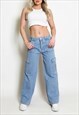 STRAIGHT LEG DENIM CARGO JEANS IN BLUE