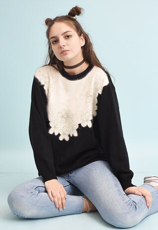 80'S RETRO BEADED MOMS KNIT JUMPER