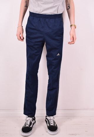 ADIDAS MENS VINTAGE TRACKSUIT TROUSERS W32 L30 BLUE 90S