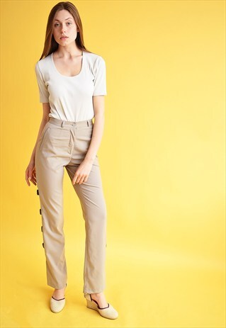 VINTAGE 90'S RETRO HIGHWAISTED MINIMALIST SLIM TROUSERS
