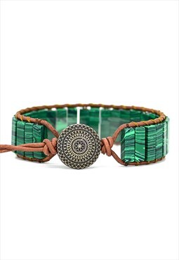 Green Bohemian Handmade Malachite Bracelet Unisex 