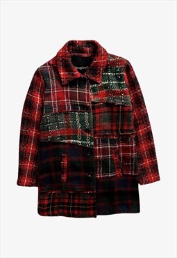 Vintage Women's Desigual Tartan Check Patchwork Coat