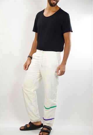FILA TRACK PANTS / WHITE JOGGERS / 90S FILA