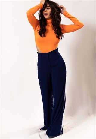 FKNS BLUE FLARED PANT WITH SEQUINS