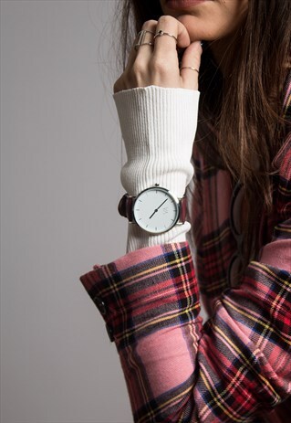GENUINE BURGUNDY LEATHER WATCH