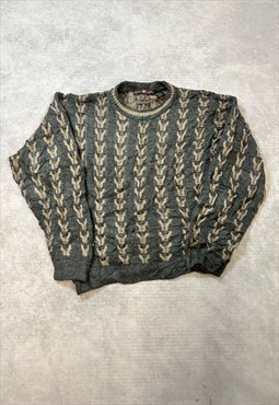 Vintage Abstract Knitted Jumper Funky Patterned Sweater