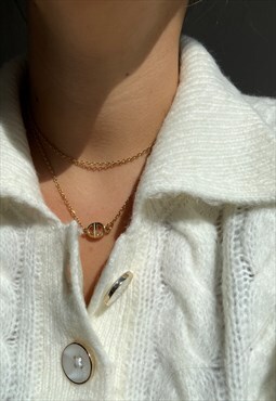 Authentic Dior CD Pendant- Double Chain Reworked Choker