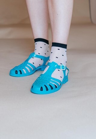 VINTAGE 90S ELECTRIC BLUE JELLY SANDALS