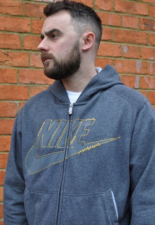 VINTAGE 00'S NIKE ZIP FRONT LOGO HOODIE SWEATSHIRT