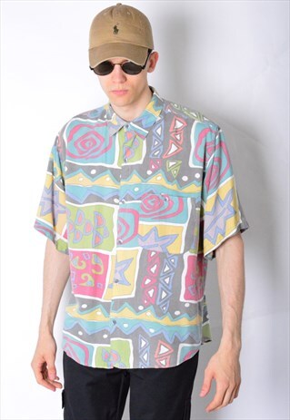 VINTAGE 80S COLOURFUL PASTEL FESTIVAL SHIRT