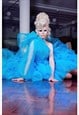 SHORT FRONT LONG BACK ASYMMETRIC TULLE GOWN IN BESPOKE COLOR