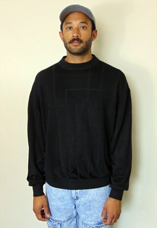 90S MINIMALIST LUXURY SILK BLEND BLACK MOCK NECK SWEATER XXL