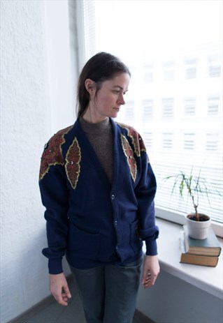 VINTAGE 80'S NAVY CARDIGAN
