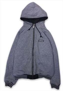 Adidas '90s Reversible Long Sleeved Hooded Zip Grey and Blac