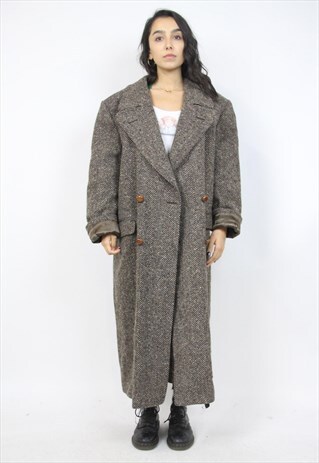 VINTAGE 90'S VALENTINO TWEED LONG WINTER COAT