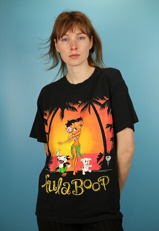 BLACK BETTY BOOP VINTAGE 90S T-SHIRT WITH NEON PRINT