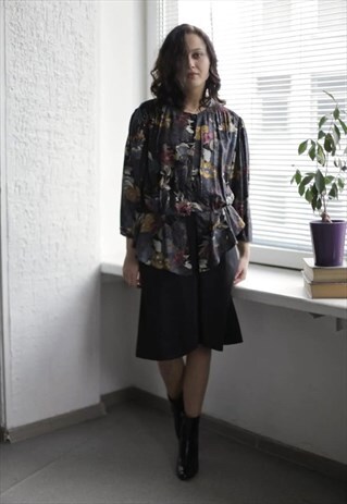 VINTAGE 80'S MULTI COLOUR BUTTON UP BLOUSE