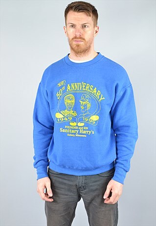 VINTAGE ROYAL BLUE "50TH ANNIVERSARY" PRINTED SWEATSHIRT