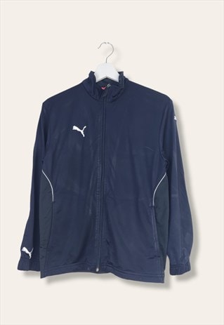 Vintage Puma TrackJacket Logo on Sleeve in Blue XS