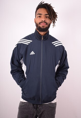 ADIDAS MENS VINTAGE TRACKSUIT TOP JACKET SMALL BLUE 90S