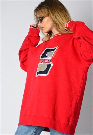 VINTAGE 90S RED SKATEBOARD SWEATSHIRT