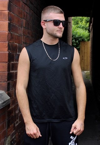 VINTAGE BLACK CHAMPION SPORTS VEST MEDIUM
