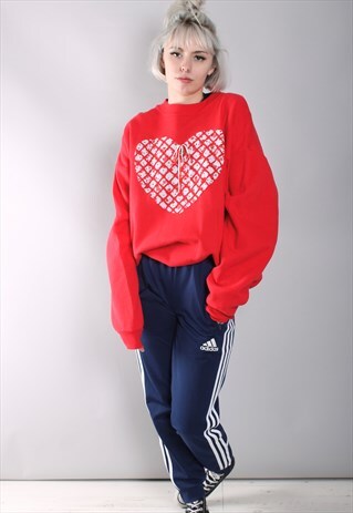 VINTAGE HEART PRINT OVERSIZE SWEATSHIRT
