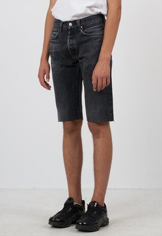 VINTAGE RETRO BLACK LEVI'S 501 FIT MIDI DENIM SHORTS