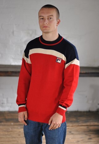 80S FILA STRIPED KNITTED JUMPER MADE IN ITALY