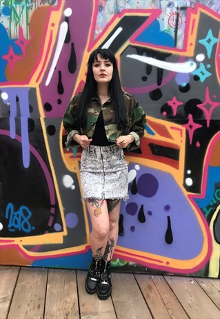 VINTAGE 90S ACID WASH DENIM MINI SKIRT - SIZE 6 - 8