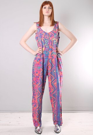 VINTAGE 80S CRAZY PATTERNED FESTIVAL JUMPSUIT