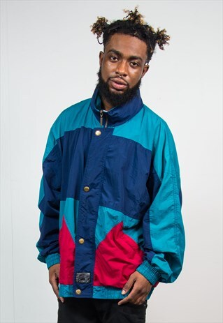 VINTAGE 90'S JACKET BLUE COLOUR BLOCK
