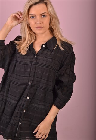 BLACK LIGHTWEIGHT PATTERN SHIRT GSS1245