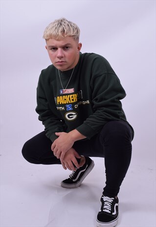 VINTAGE 90'S USA NFL PACKERS GREEN SWEATER SIZE X LARGE